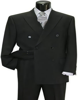 Brand New Solid Black Double Breasted Suits 100% Wool Fabric Super 150s Wide Suits Side Vent (pleated or Flat Front Pants) - Image 7