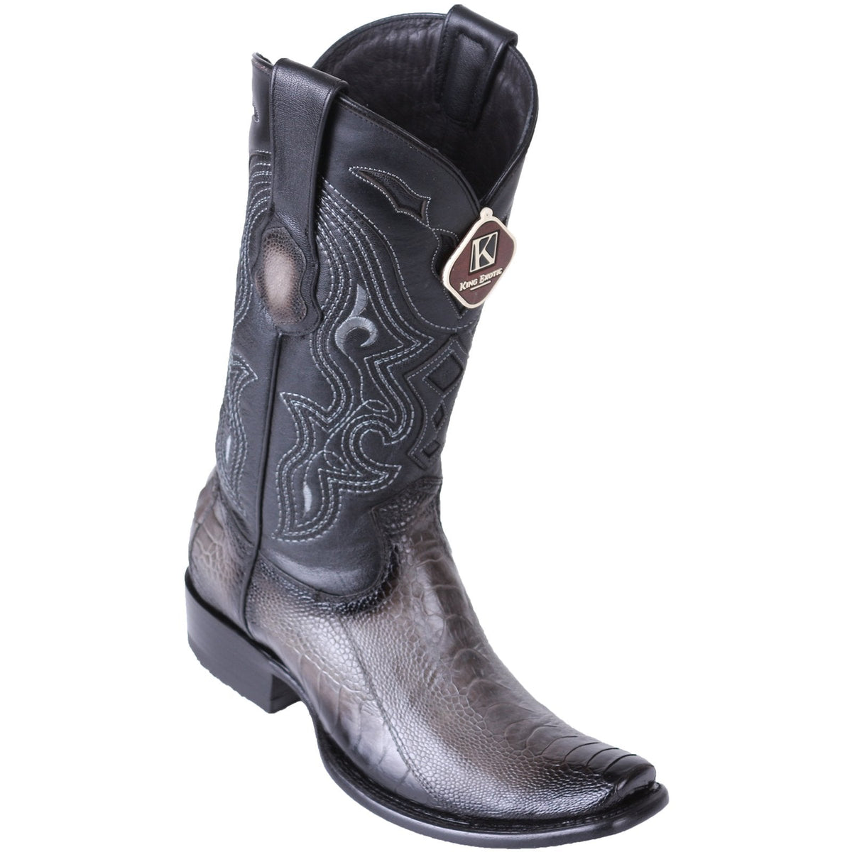 Men's King Exotic Ostrich Leg Boots With Deer Dubai Toe Handcrafted Faded Brown (479BF0516)