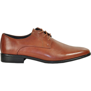 Bravo Mens Pointed Plain Toe Oxford Dress Shoe in Brown