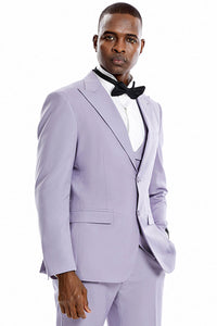 Graduation Suit - Men's Two Button Vested Peak Lapel Pastel Wedding & Prom Suit in Lavender