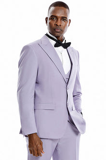 Graduation Suit - Men's Two Button Vested Peak Lapel Pastel Wedding & Prom Suit in Lavender