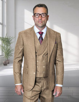 Statement Men's 3 Piece 100% Wool Modern Fit Suit - Peak Lapel