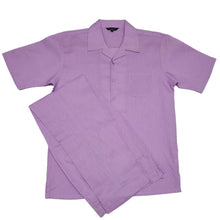Mens Lavender Linen Shirt and Pants Casual Outfit Set