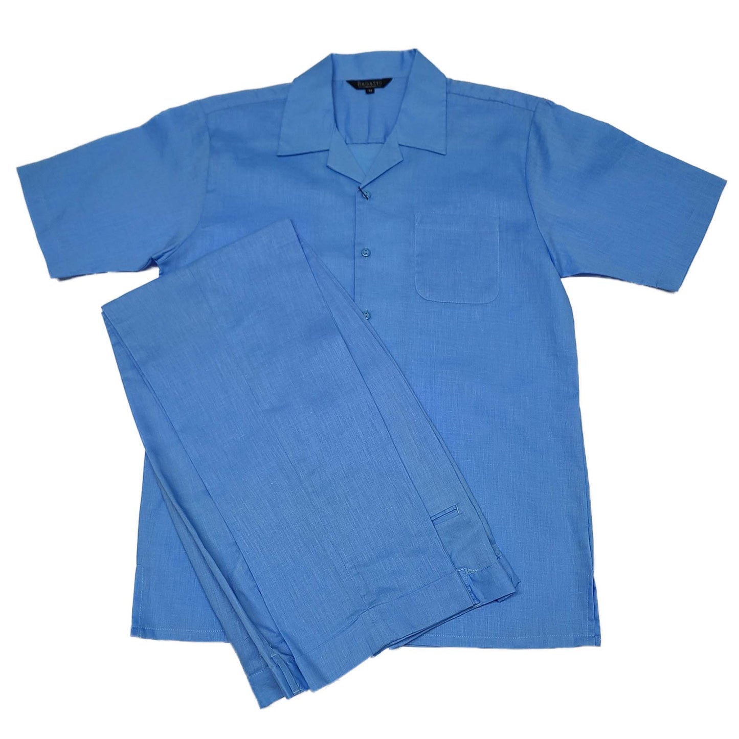 Mens Powder Blue Linen Casual Suit Set Modern Fit