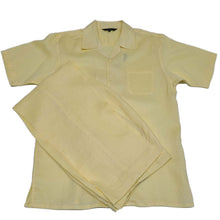 Mens Yellow Linen Shirt and Pants Casual Outfit Set