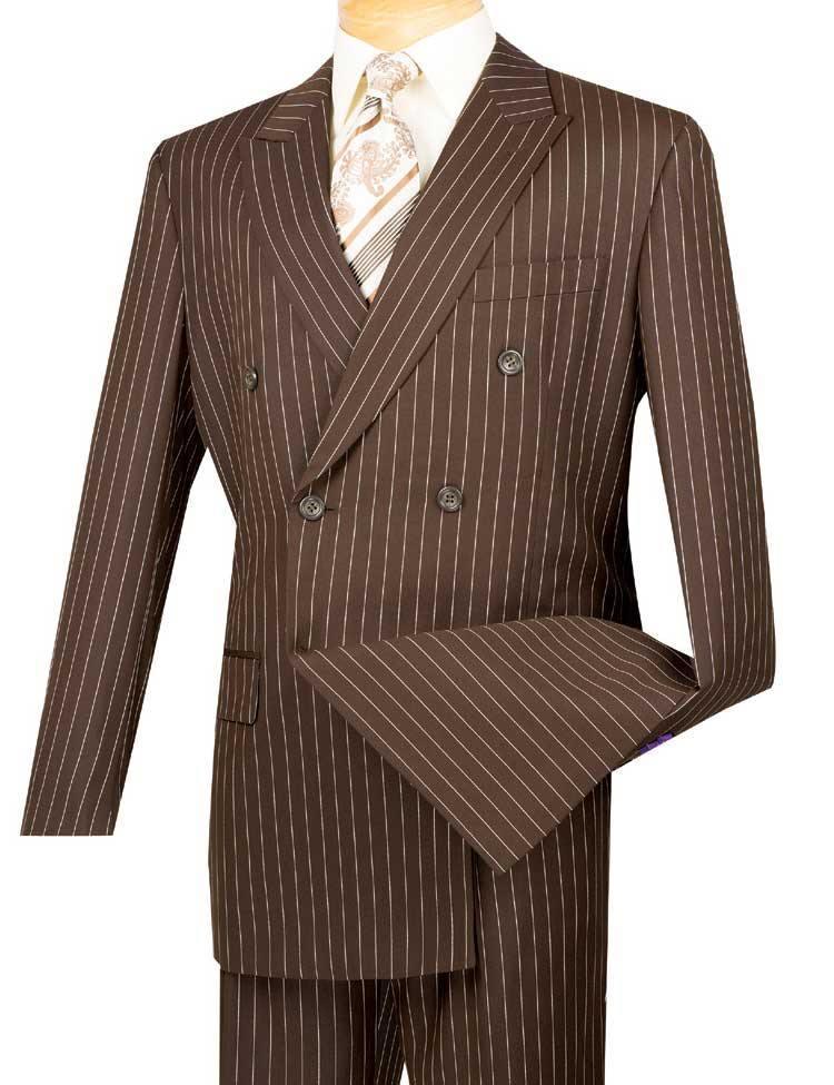 Men's Brown Pinstripe Design  2 Button Suit With Matching Vest main image 0