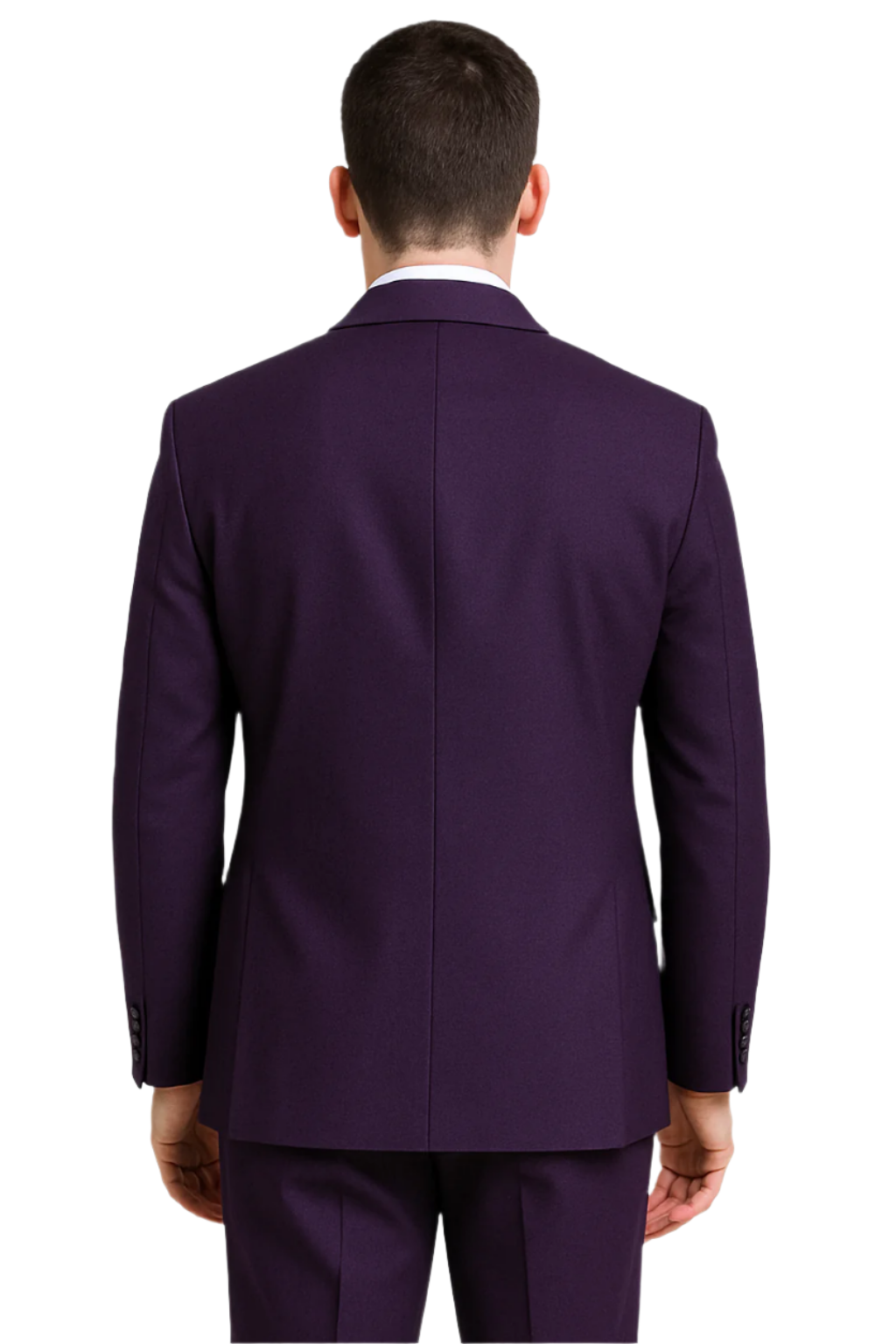 Mens Basic 2 Button Classic Fit Poplin Suit in Purple - Image 4