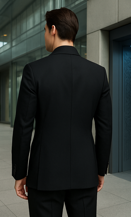 Batman V Superman Bruce Wayne Men's Black Peak Lapel Vested Wool Blend Suit