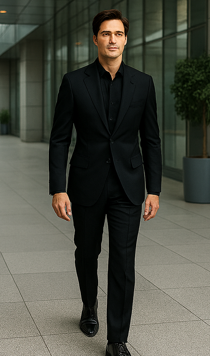 Batman V Superman Bruce Wayne Men's Black Peak Lapel Vested Wool Blend Suit