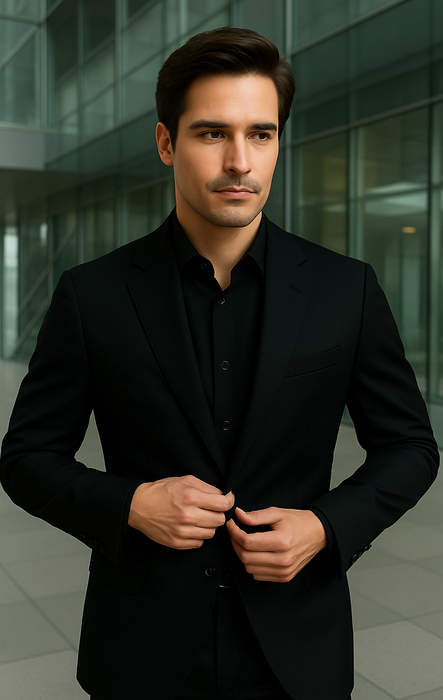 Batman V Superman Bruce Wayne Men's Black Peak Lapel Vested Wool Blend Suit