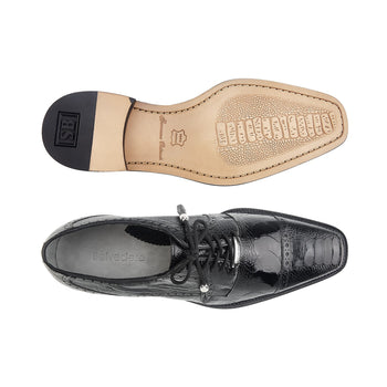 Belvedere Batta Black Genuine Crocodile Dress Shoe
