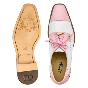 Belvedere Batta: Pink & White Genuine Ostrich Leather Shoe