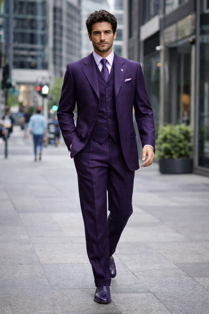 Men's Lucci Suit Beautiful Dark Purple Fashion Dress With Nice Cut Smooth Soft Fabric Affordable 34 Short or Extra Small