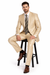 Beige ~ Khaki ~ Tan ~ Champagne Suit Shiny Flashy Sharkskin Classic Fit Suit