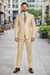 Beige ~ Khaki ~ Tan ~ Champagne Suit Shiny Flashy Sharkskin Classic Fit Suit