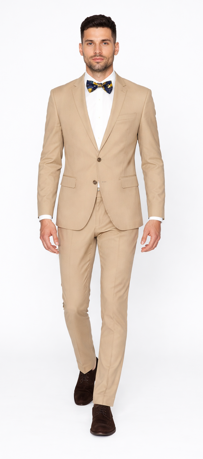 Beige Slim Fit Suit for Men by Rossiman Rossi – Tailored Skinny Fit Formal Suit