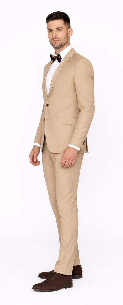 Beige Slim Fit Suit for Men by Rossiman Rossi – Tailored Skinny Fit Formal Suit - Image 3