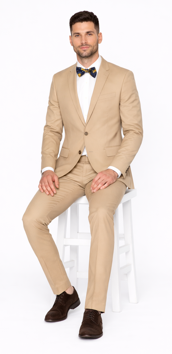 Beige Slim Fit Suit for Men by Rossiman Rossi – Tailored Skinny Fit Formal Suit - Image 4