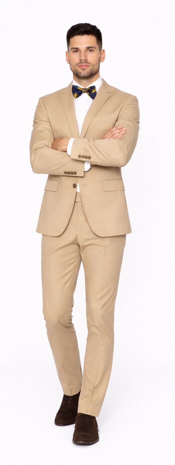 Beige Slim Fit Suit for Men by Rossiman Rossi – Tailored Skinny Fit Formal Suit - Image 5