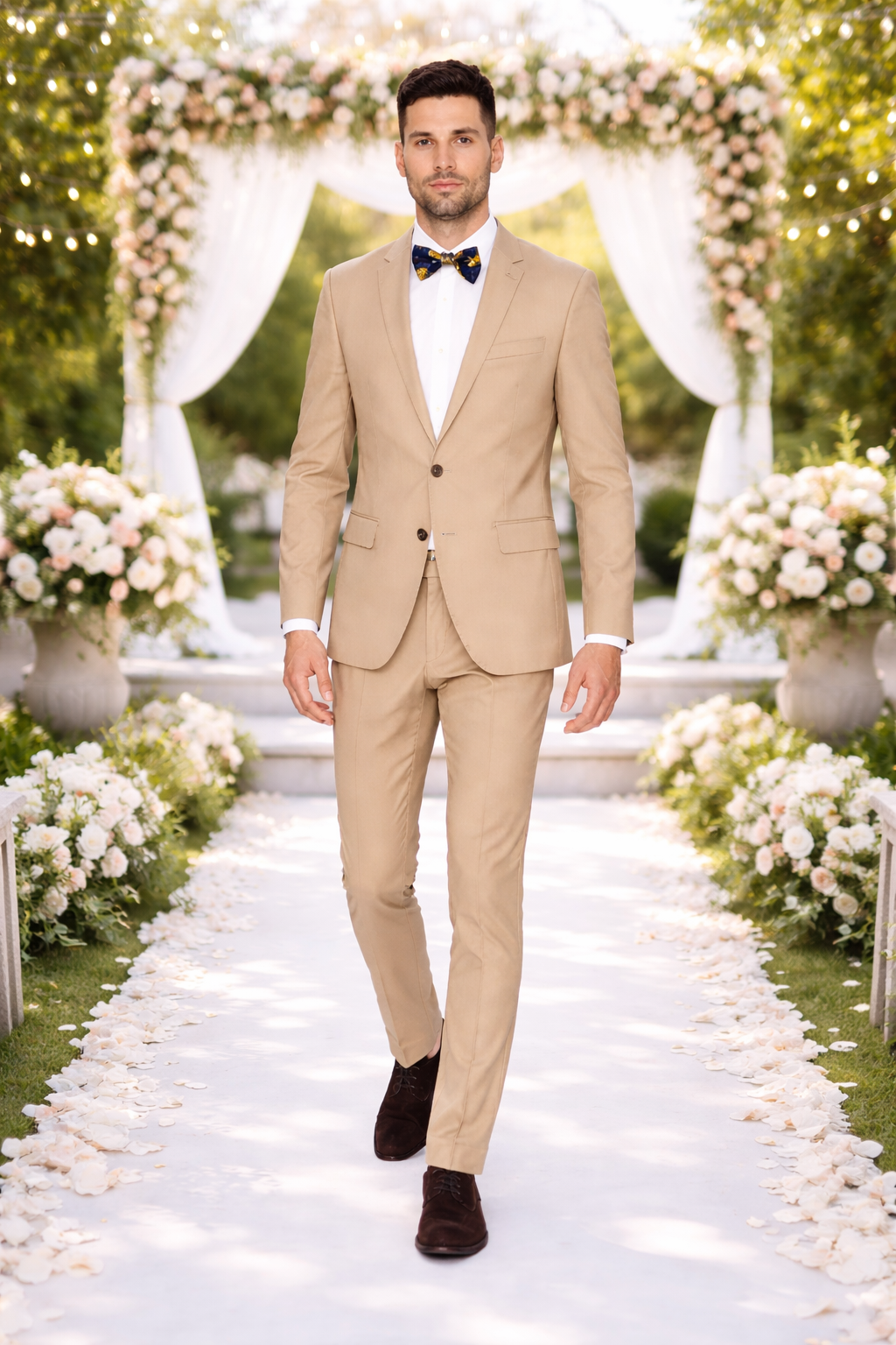 Beige Slim Fit Suit for Men by Rossiman Rossi – Tailored Skinny Fit Formal Suit - Image 6