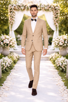 Beige Slim Fit Suit for Men by Rossiman Rossi – Tailored Skinny Fit Formal Suit - Image 6