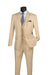 Beige Trimmed Lapel Slim Fit 3 Piece Suit