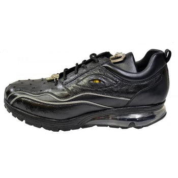 Belvedere Rexy III Black Ostrich Calfskin Bubble Soled Sneakers With Eyes - Image 4