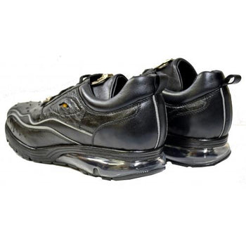 Belvedere Rexy III Black Ostrich Calfskin Bubble Soled Sneakers With Eyes - Image 5