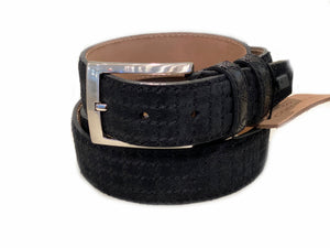 CBelt-  2220 Stitch Suede Belt - Navy Suede - Image 2