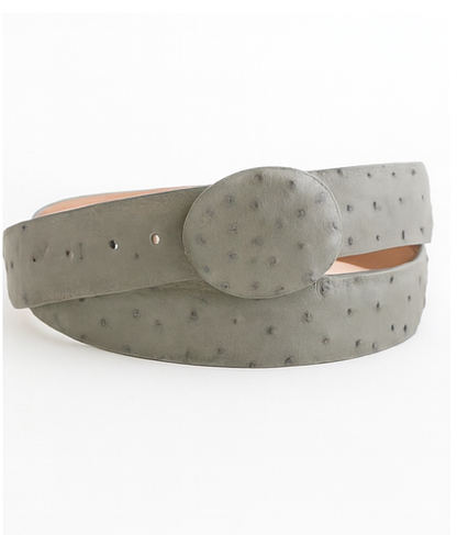 Cinto De Avestruz - Cinto Vaquero Gray Ostrich Belt - Image 4