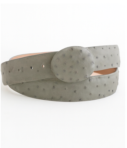 Cinto De Avestruz - Cinto Vaquero Gray Ostrich Belt - Image 4