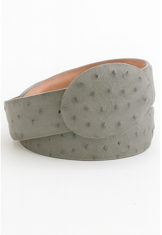 Cinto De Avestruz - Cinto Vaquero Gray Ostrich Belt - Image 6