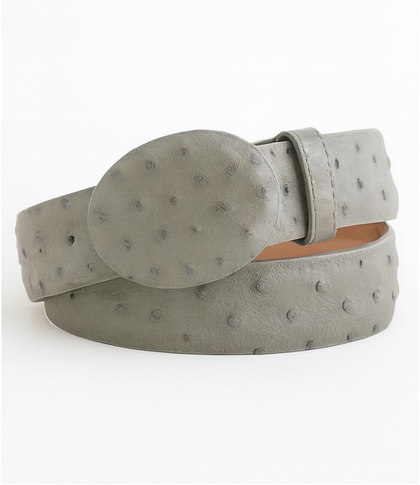 Cinto De Avestruz - Cinto Vaquero Gray Ostrich Belt - Image 7