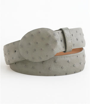 Cinto De Avestruz - Cinto Vaquero Gray Ostrich Belt - Image 7