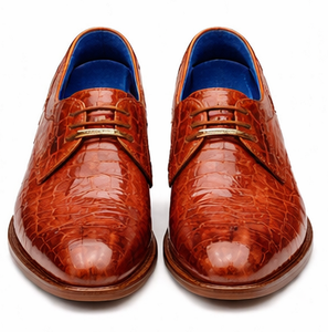 Belvedere Alligator Shoes Mens Brandy Italian Lace Up Lago