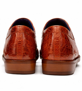 Belvedere Alligator Shoes Mens Brandy Italian Lace Up Lago