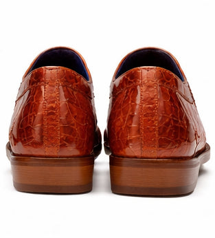Belvedere Alligator Shoes Mens Brandy Italian Lace Up Lago - Image 4