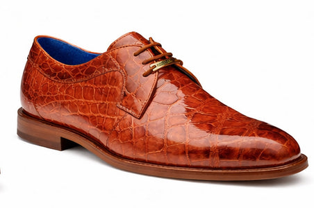 Belvedere Alligator Shoes Mens Brandy Italian Lace Up Lago - Image 7