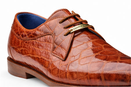 Belvedere Alligator Shoes Mens Brandy Italian Lace Up Lago - Image 9