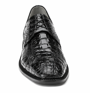 Belvedere Chapo Mens Black Gator Horn Back Lace Up Shoes