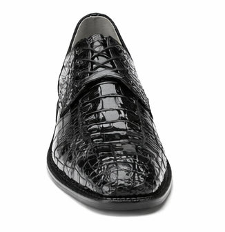 Belvedere Chapo Mens Black Gator Horn Back Lace Up Shoes - Image 7