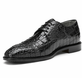 Belvedere Chapo Mens Black Gator Horn Back Lace Up Shoes