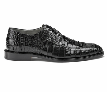 Belvedere Chapo Mens Black Gator Horn Back Lace Up Shoes