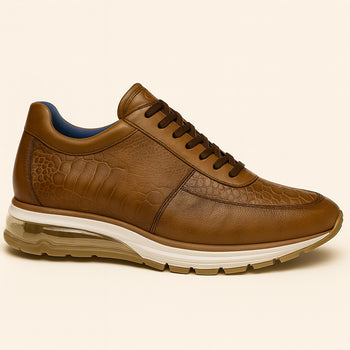 Belvedere Todd Men's Shoes Antique Brandy Exotic Genuine Ostrich Casual Sneakers - Image 3