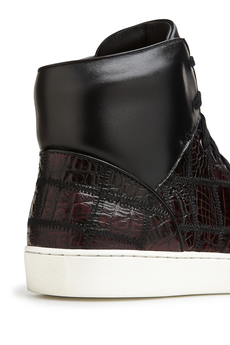 Belvedere Vero Crocodile Patchwork High-Top Sneaker in Honey