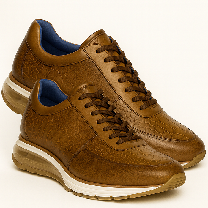 Belvedere Todd Men's Shoes Antique Brandy Exotic Genuine Ostrich Casual Sneakers - Image 8