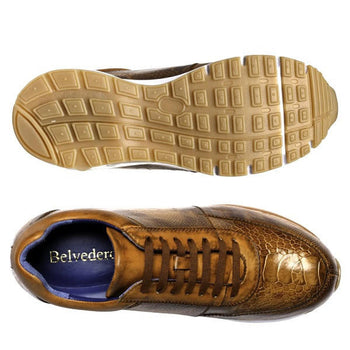 Belvedere Mens Brandy Tan Ostrich Skin Sneaker Bubble Heel Todd - Image 2