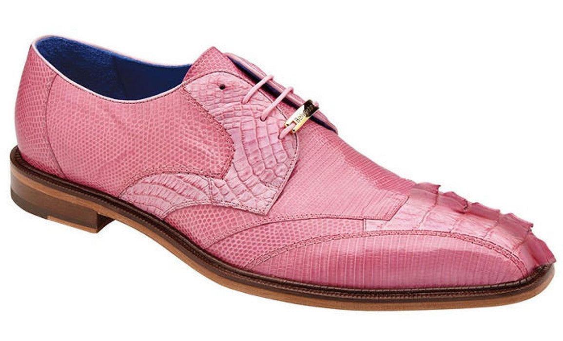 Belvedere Pink Crocodile Lizard Skin Mens Shoes Valter