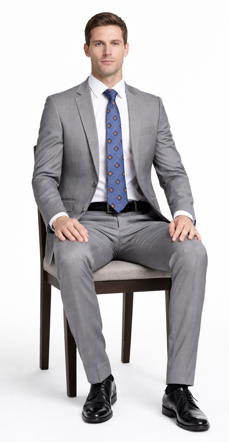 Bertolini 2Pc & 3PC Lt. Gray Two-button Wool & Silk Blend Suit - Image 4
