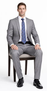 Bertolini 2Pc & 3PC Lt. Gray Two-button Wool & Silk Blend Suit